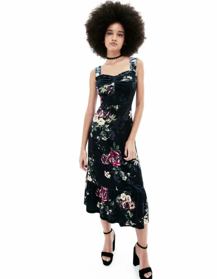 Women LISBETH MAXI DRESS BLACK MULTI Betsey Johnson