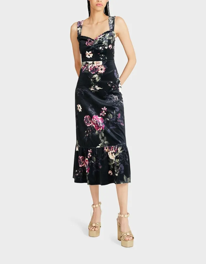 Women LISBETH MAXI DRESS BLACK MULTI Betsey Johnson