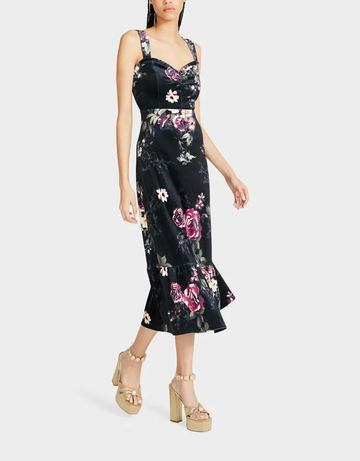 Women LISBETH MAXI DRESS BLACK MULTI Betsey Johnson