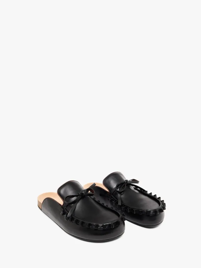 Women Loafers JW Anderson RUFFLE LOAFER LEATHER MULES Black Women Loafers JW Anderson RUFFLE LOAFER LEATHER MULES Black