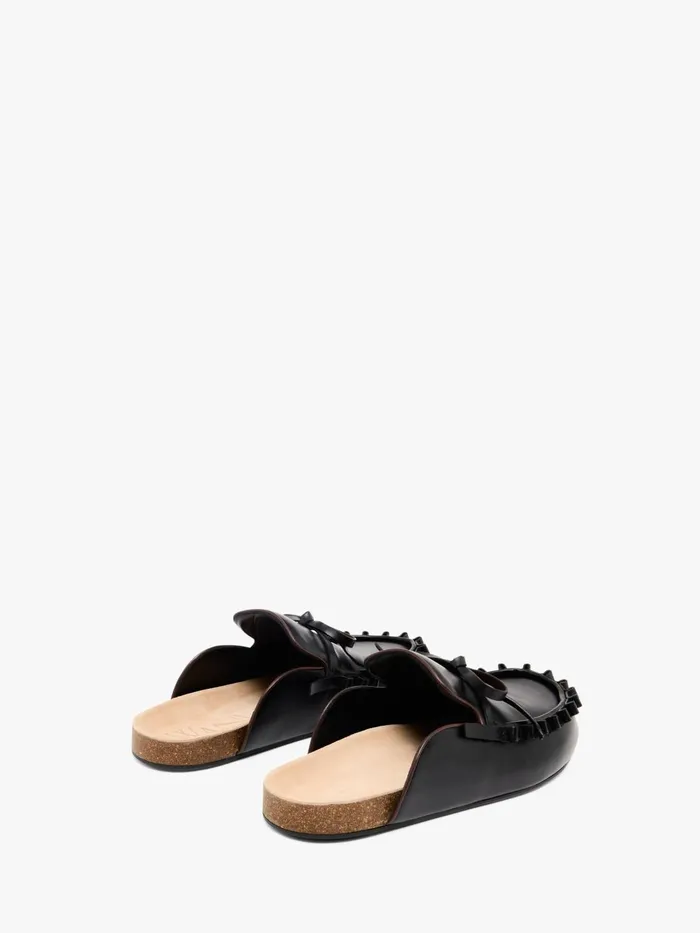 Women Loafers JW Anderson RUFFLE LOAFER LEATHER MULES Black Women Loafers JW Anderson RUFFLE LOAFER LEATHER MULES Black