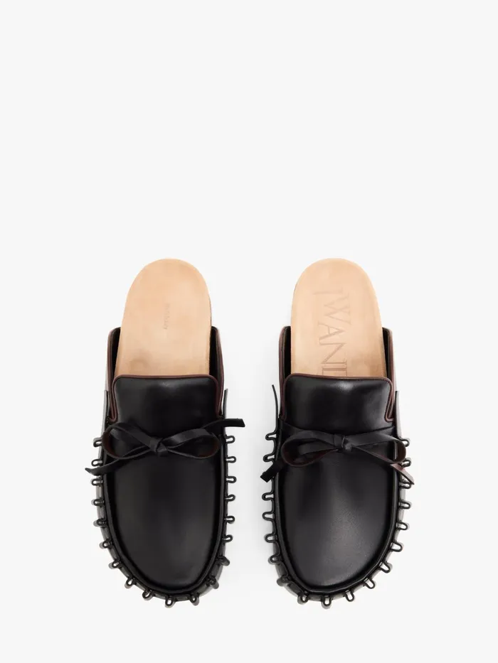 Women Loafers JW Anderson RUFFLE LOAFER LEATHER MULES Black Women Loafers JW Anderson RUFFLE LOAFER LEATHER MULES Black