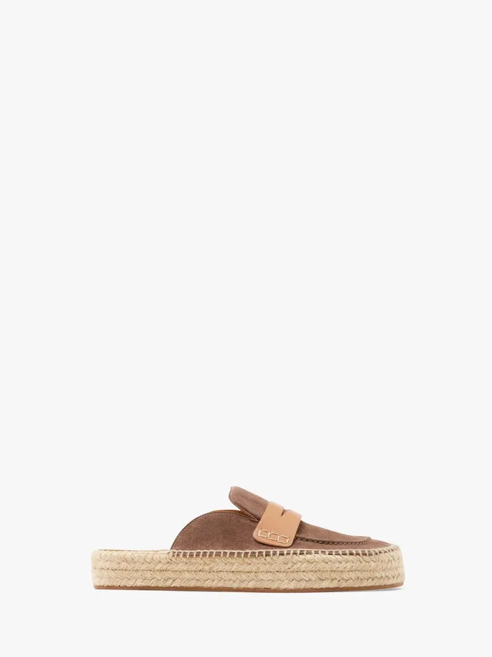 Women Loafers JW Anderson SUEDE ESPADRILLE LOAFER MULES Taupe
