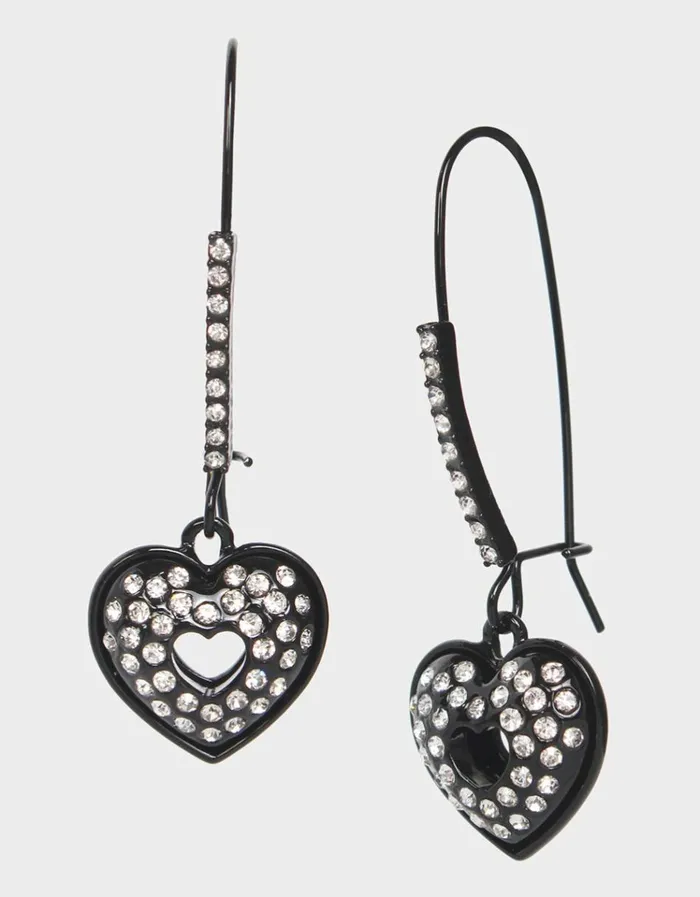 Women LOOK INTO YOUR HEART DROP HOOK EARRINGS BLACK Black Betsey Johnson
