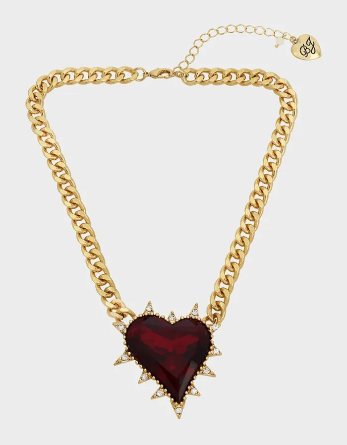 Women LOOK INTO YOUR HEART STONE NECKLACE RED Betsey Johnson