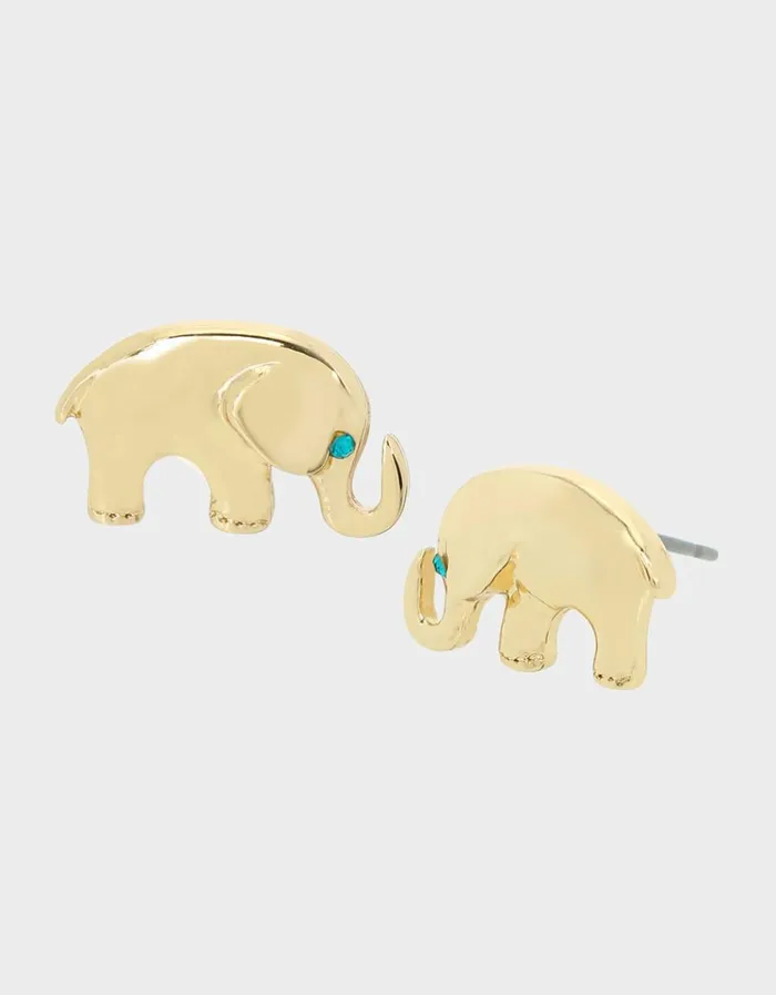 Women LUCKING OUT ELEPHANT STUDS BLUE Betsey Johnson