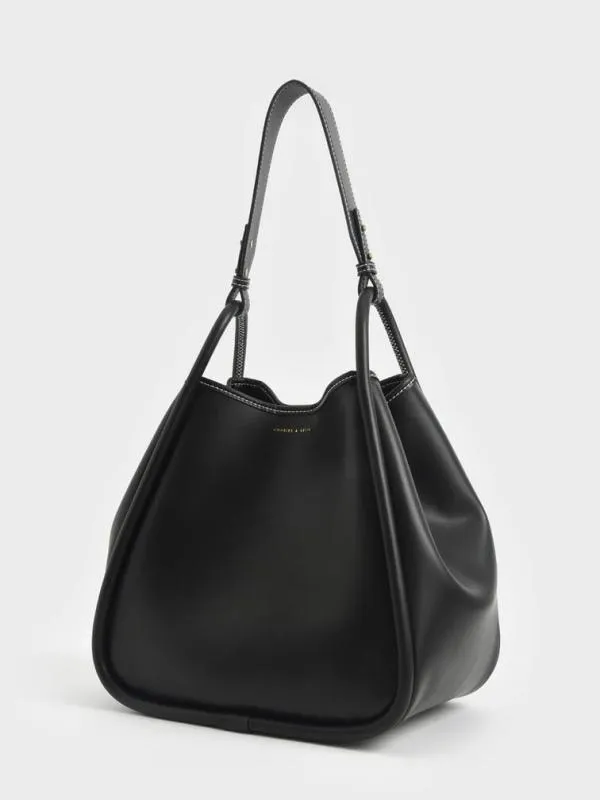 Women Lyla Tubular Slouchy Tote Bag 8211 Black CHARLES and KEITH Slouchy Bags