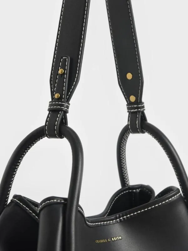 Women Lyla Tubular Slouchy Tote Bag 8211 Black CHARLES and KEITH Slouchy Bags