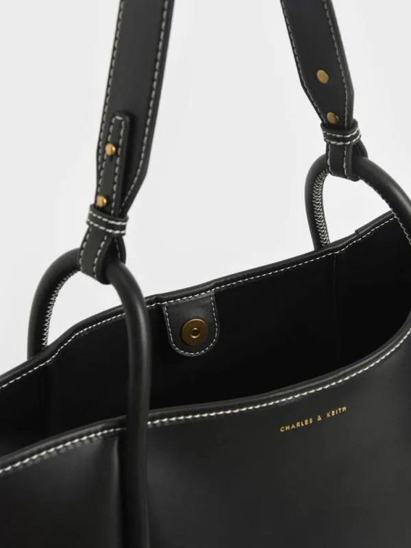 Women Lyla Tubular Slouchy Tote Bag 8211 Black CHARLES and KEITH Slouchy Bags