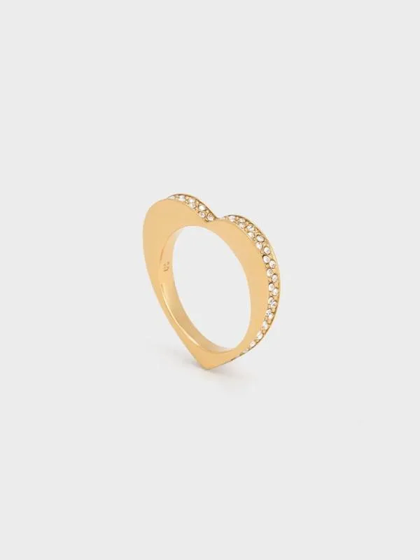 Women Malorie Crystal Heart Ring 8211 Gold CHARLES and KEITH Rings Women Malorie Crystal Heart Ring 8211 Gold CHARLES and KEITH Rings