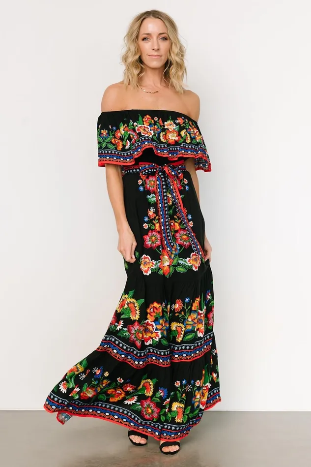 Women Maxi Dresses Baltic Born Alejandra Maxi Dress Black Multi Floral