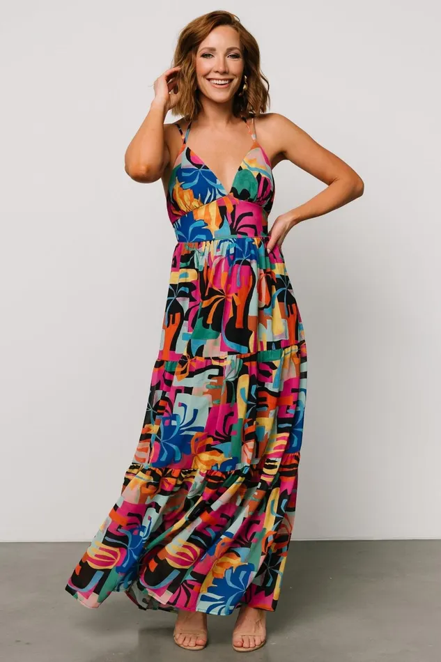 Women Maxi Dresses Baltic Born Crystal Maxi Dress Black Multi Print