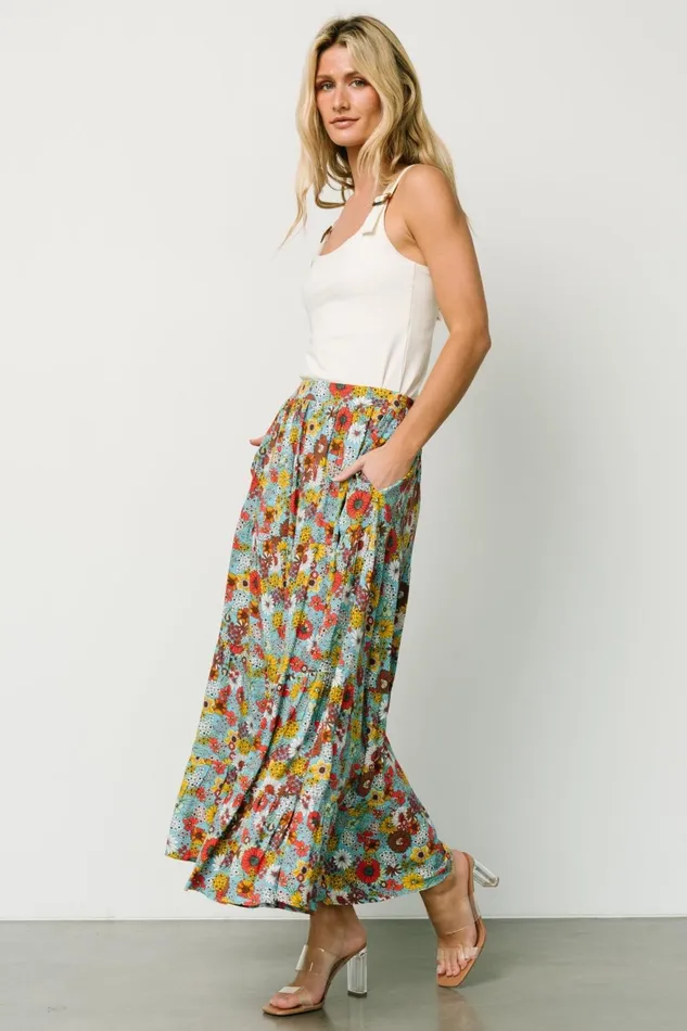 Women Maxi Dresses Baltic Born Reilly Maxi Skirt Teal Flower Print Women Maxi Dresses Baltic Born Reilly Maxi Skirt Teal Flower Print