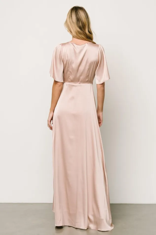 Women Maxi Dresses Baltic Born Vara Satin Maxi Wrap Dress Champagne Women Maxi Dresses Baltic Born Vara Satin Maxi Wrap Dress Champagne