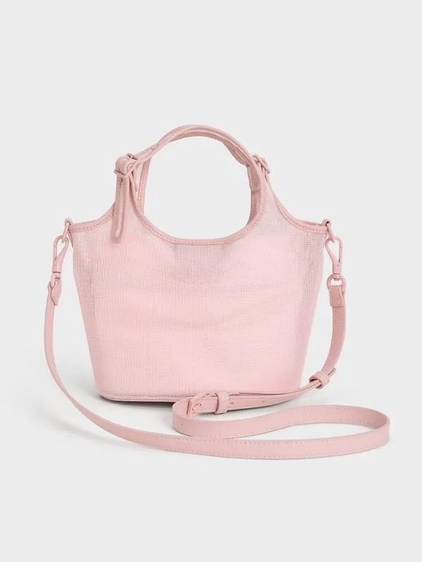 Women Mesh SequinFlower Tote Bag 8211 Blossom Pink CHARLES and KEITH Bucket Bags Women Mesh SequinFlower Tote Bag 8211 Blossom Pink CHARLES and KEITH Bucket Bags