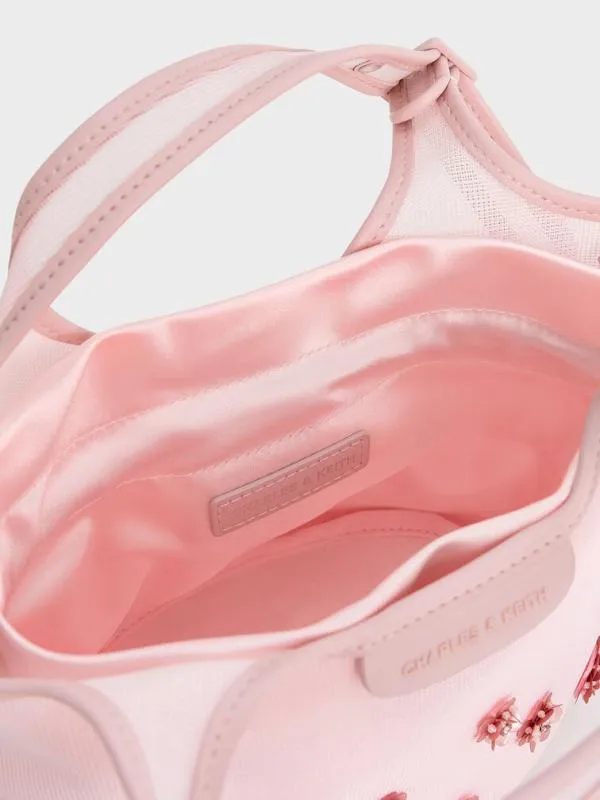 Women Mesh SequinFlower Tote Bag 8211 Blossom Pink CHARLES and KEITH Bucket Bags Women Mesh SequinFlower Tote Bag 8211 Blossom Pink CHARLES and KEITH Bucket Bags