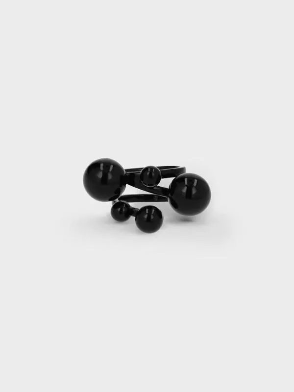 Women Metallic Sphere Sculptural Ring 8211 Black CHARLES and KEITH Rings