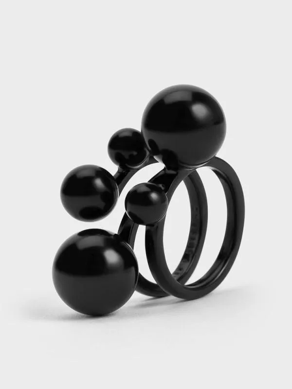 Women Metallic Sphere Sculptural Ring 8211 Black CHARLES and KEITH Rings Women Metallic Sphere Sculptural Ring 8211 Black CHARLES and KEITH Rings
