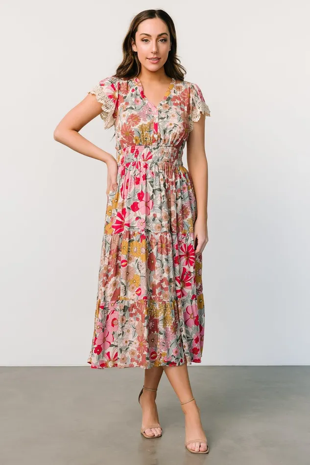 Women Midi Dresses Baltic Born Aliyah Midi Dress Cream Multi Floral