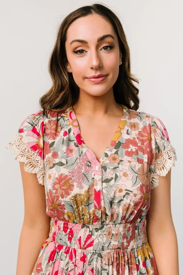 Women Midi Dresses Baltic Born Aliyah Midi Dress Cream Multi Floral Women Midi Dresses Baltic Born Aliyah Midi Dress Cream Multi Floral