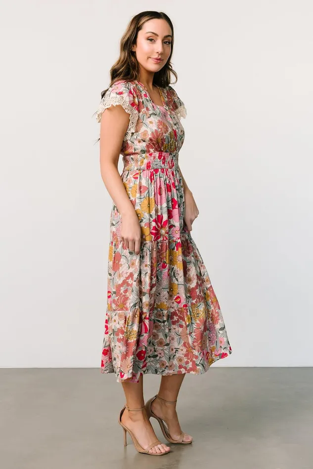 Women Midi Dresses Baltic Born Aliyah Midi Dress Cream Multi Floral Women Midi Dresses Baltic Born Aliyah Midi Dress Cream Multi Floral