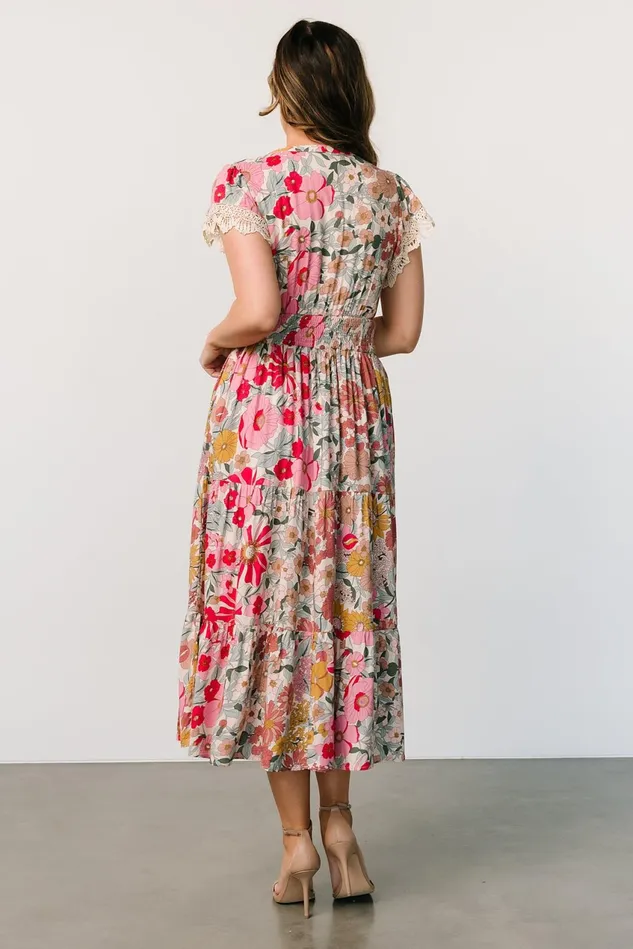 Women Midi Dresses Baltic Born Aliyah Midi Dress Cream Multi Floral Women Midi Dresses Baltic Born Aliyah Midi Dress Cream Multi Floral
