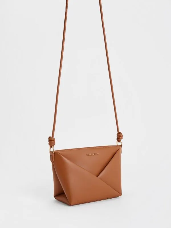 Women Midori Geometric Crossbody Bag 8211 Tan CHARLES and KEITH Crossbody Bags