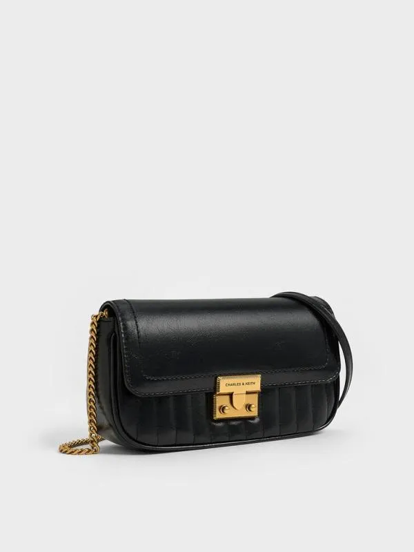 Women Mini Donna CrinkleEffect Bag 8211 Black CHARLES and KEITH Phone Pouches