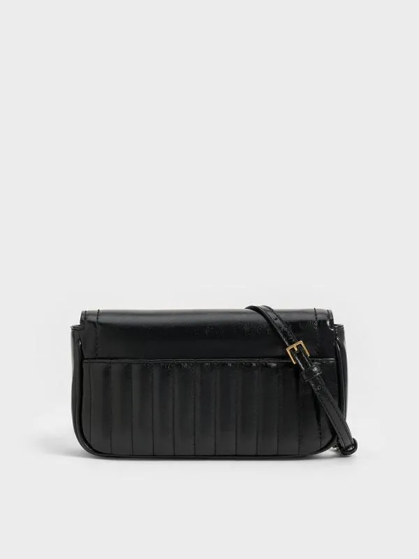 Women Mini Donna CrinkleEffect Bag 8211 Black CHARLES and KEITH Phone Pouches