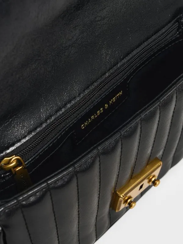 Women Mini Donna CrinkleEffect Bag 8211 Black CHARLES and KEITH Phone Pouches