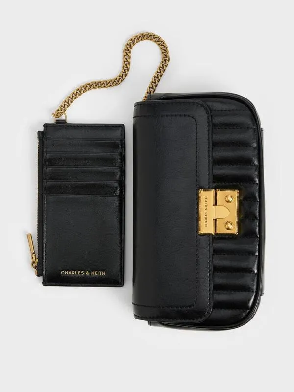 Women Mini Donna CrinkleEffect Bag 8211 Black CHARLES and KEITH Phone Pouches