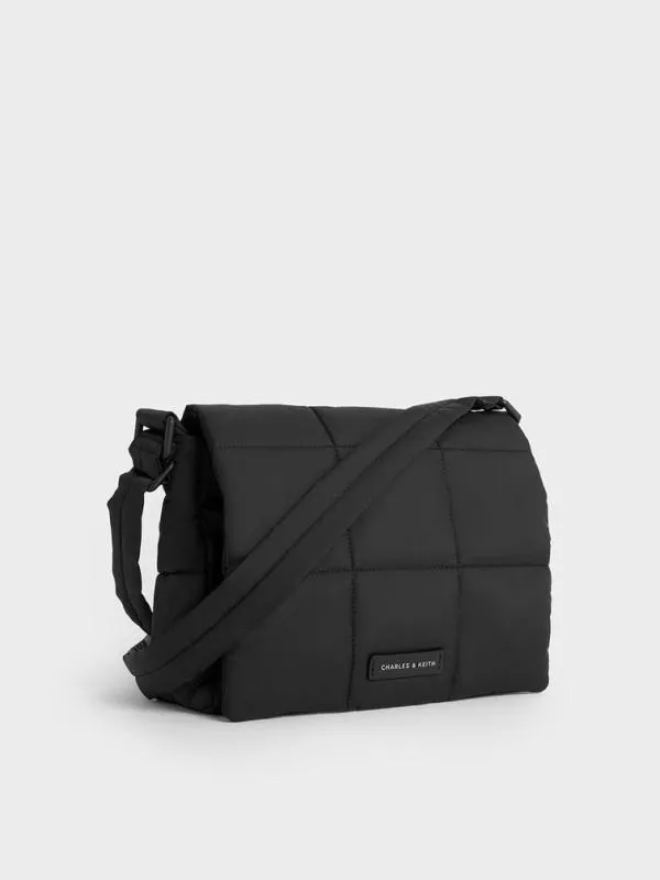 Women Mini Errya Nylon Quilted Puffy Crossbody Bag 8211 Jet Black CHARLES and KEITH Crossbody Bags