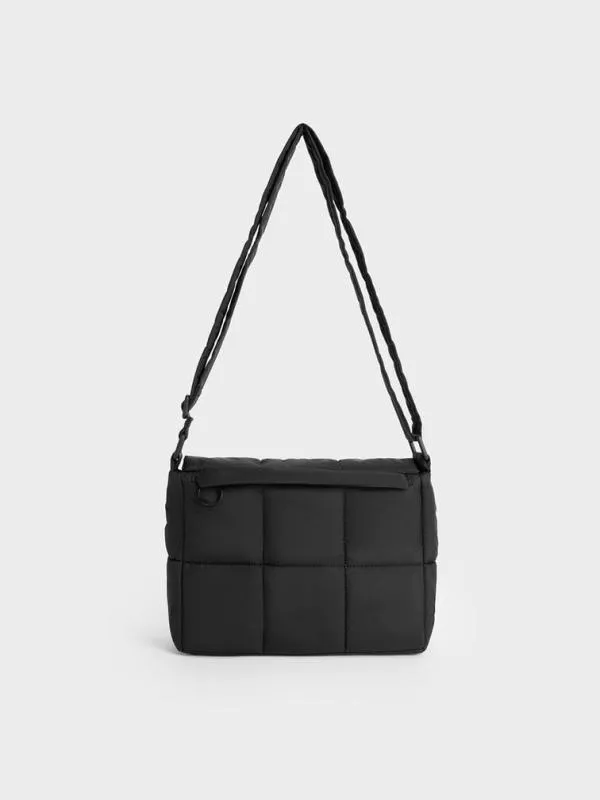 Women Mini Errya Nylon Quilted Puffy Crossbody Bag 8211 Jet Black CHARLES and KEITH Crossbody Bags