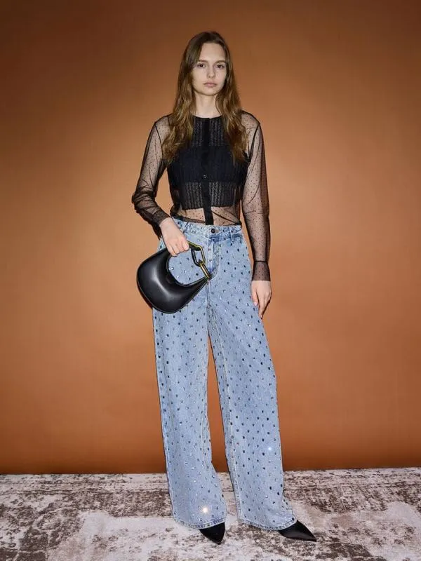 Women Mini Kora ChainLink Moon Bag 8211 Black CHARLES and KEITH Hobo Bags