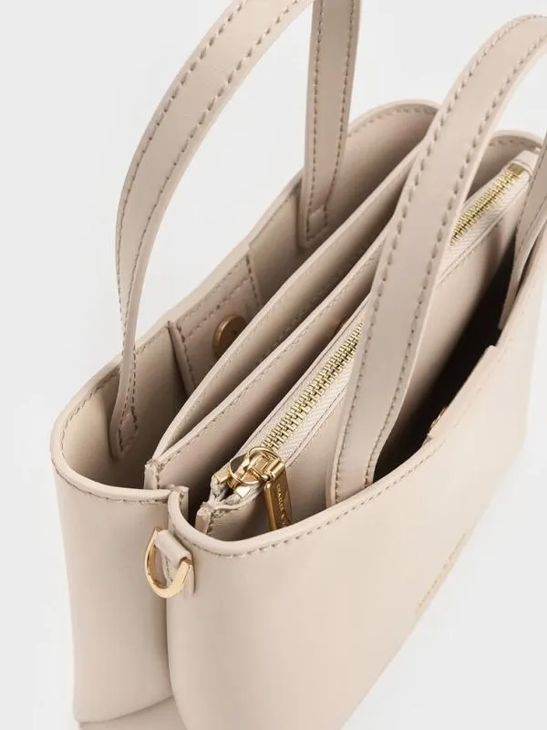 Women Mini Sybill Tote Bag 8211 Oat CHARLES and KEITH Tote Bags