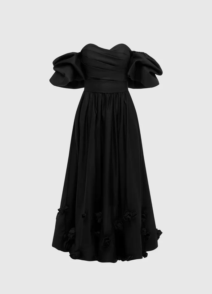 Women Miranda Rose Midi Dress 8211 Ebony Dresses and Jumpsuits LEO LIN