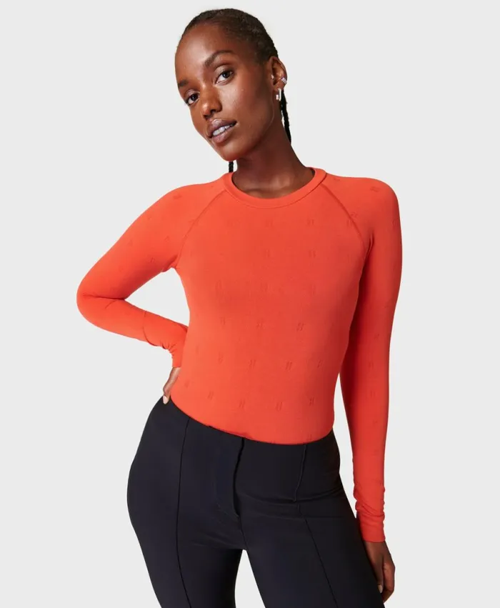 Women Modal Logo Crew Base Layer Top Firebird Sweaty Betty Long Sleeve Tops