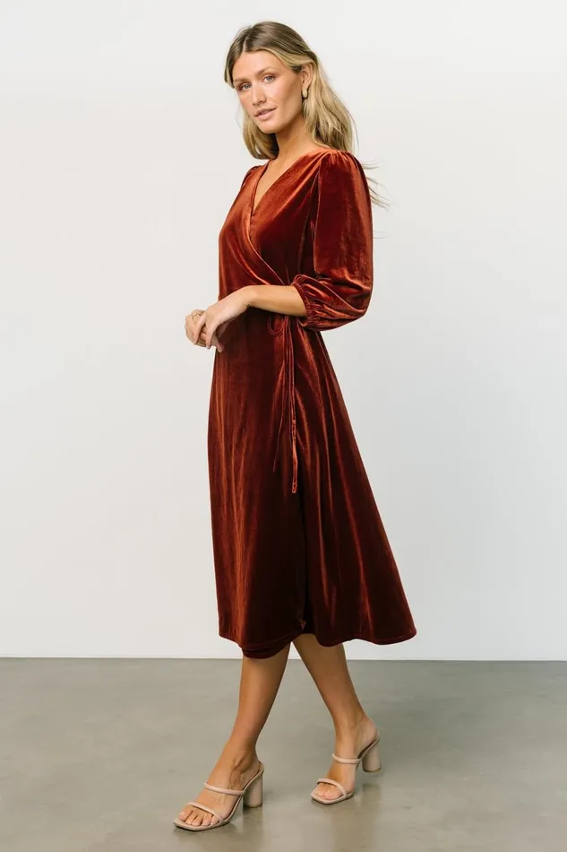 Women Mother Of The Bride Baltic Born Beckinsale Velvet Wrap Dress Cinnamon Women Mother Of The Bride Baltic Born Beckinsale Velvet Wrap Dress Cinnamon