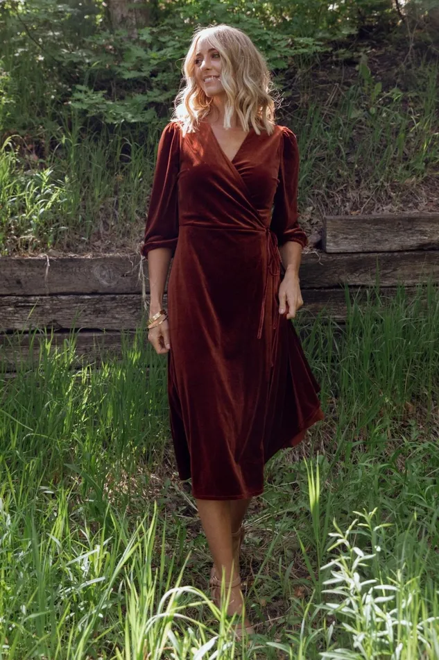 Women Mother Of The Bride Baltic Born Beckinsale Velvet Wrap Dress Cinnamon Women Mother Of The Bride Baltic Born Beckinsale Velvet Wrap Dress Cinnamon
