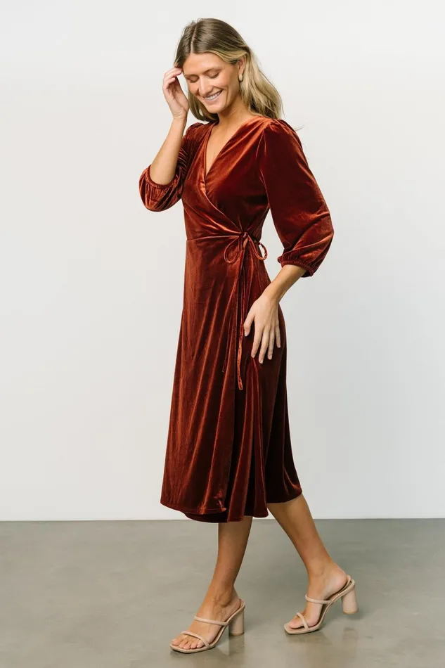 Women Mother Of The Bride Baltic Born Beckinsale Velvet Wrap Dress Cinnamon Women Mother Of The Bride Baltic Born Beckinsale Velvet Wrap Dress Cinnamon