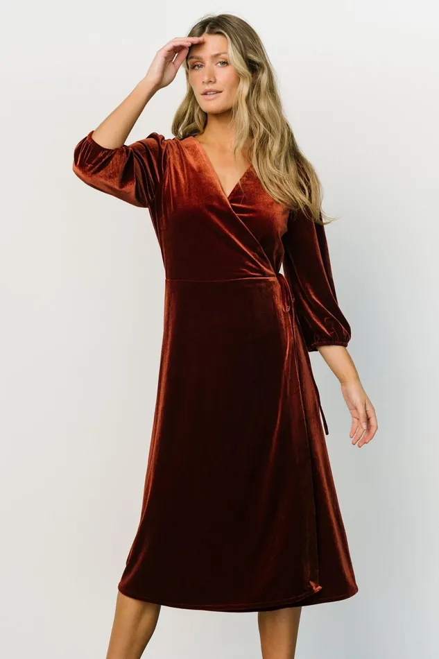 Women Mother Of The Bride Baltic Born Beckinsale Velvet Wrap Dress Cinnamon Women Mother Of The Bride Baltic Born Beckinsale Velvet Wrap Dress Cinnamon