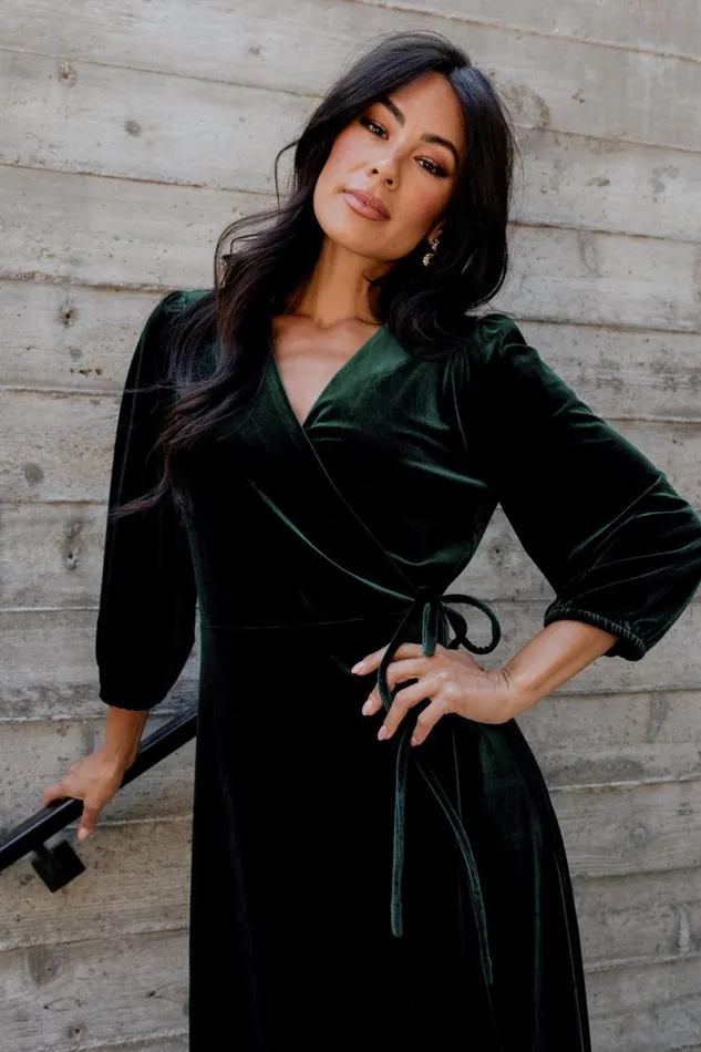 Women Mother Of The Bride Baltic Born Beckinsale Velvet Wrap Dress Dark Green Women Mother Of The Bride Baltic Born Beckinsale Velvet Wrap Dress Dark Green