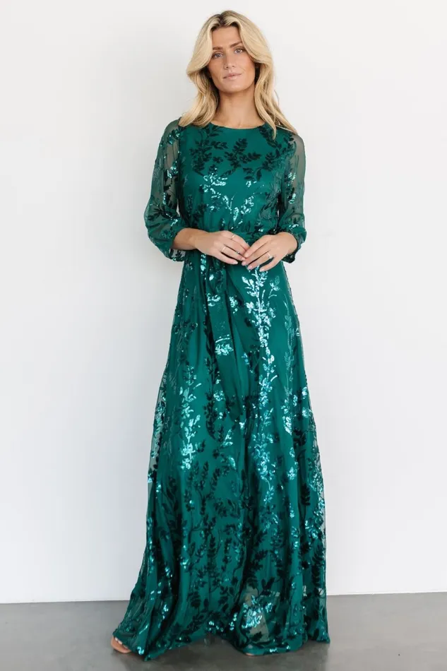 Women Mother Of The Bride Baltic Born Destiny Sequin Maxi Dress Emerald