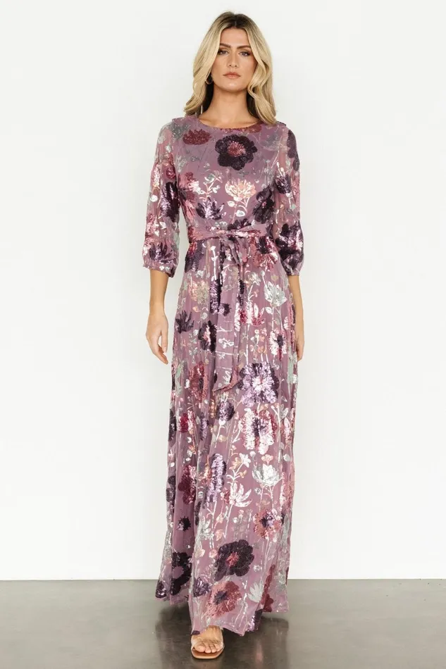 Women Mother Of The Bride Baltic Born Destiny Sequin Maxi Dress Lilac Floral