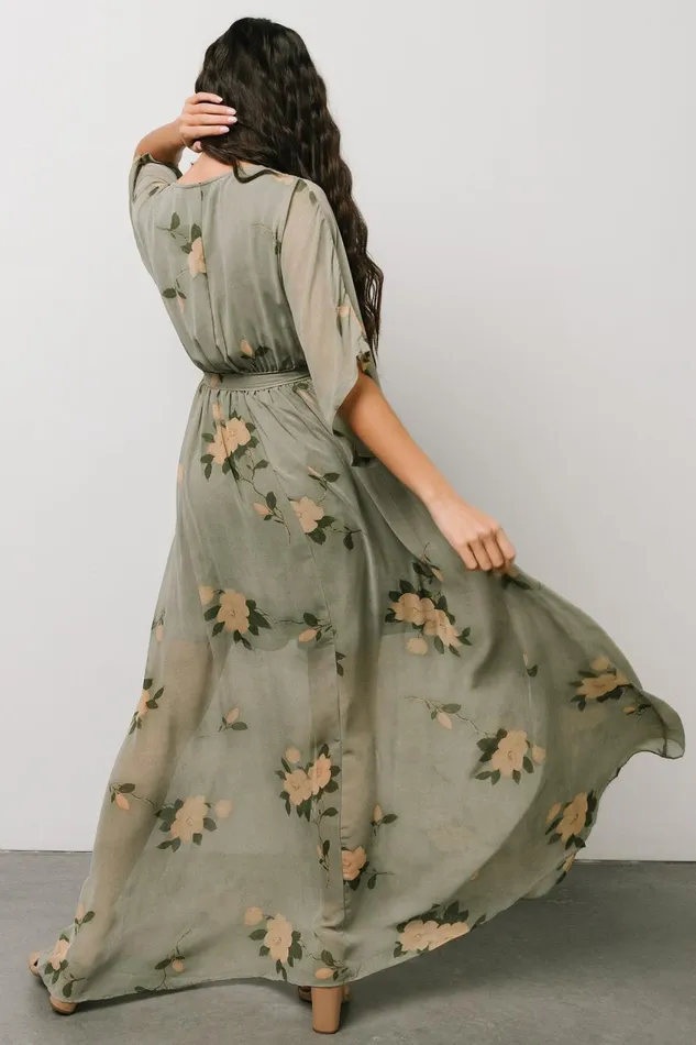 Women Mother Of The Bride Baltic Born Kia Kimono Maxi Dress Olive Floral
