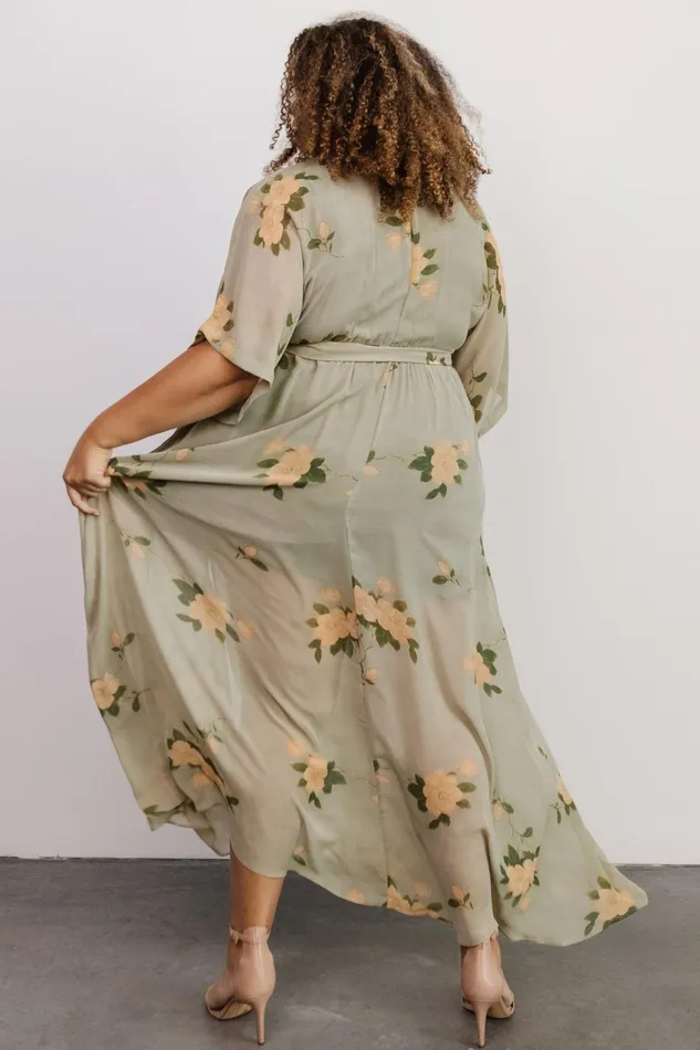 Women Mother Of The Bride Baltic Born Kia Kimono Maxi Dress Olive Floral