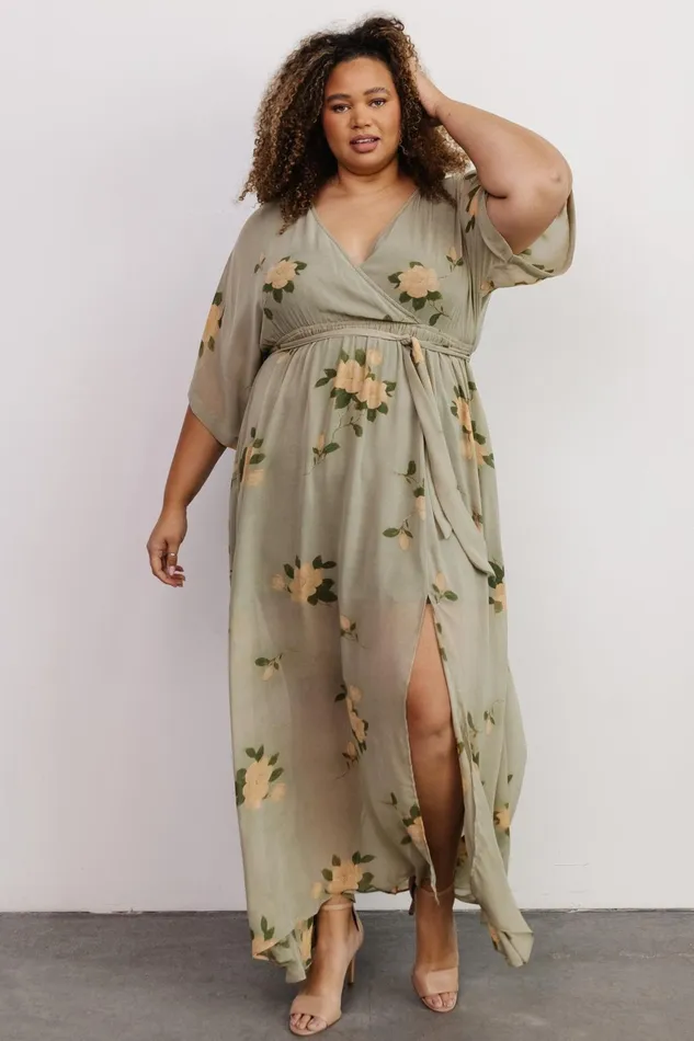 Women Mother Of The Bride Baltic Born Kia Kimono Maxi Dress Olive Floral