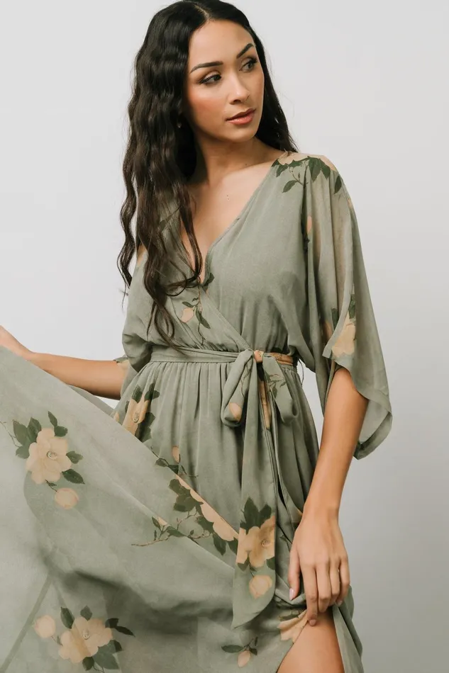 Women Mother Of The Bride Baltic Born Kia Kimono Maxi Dress Olive Floral