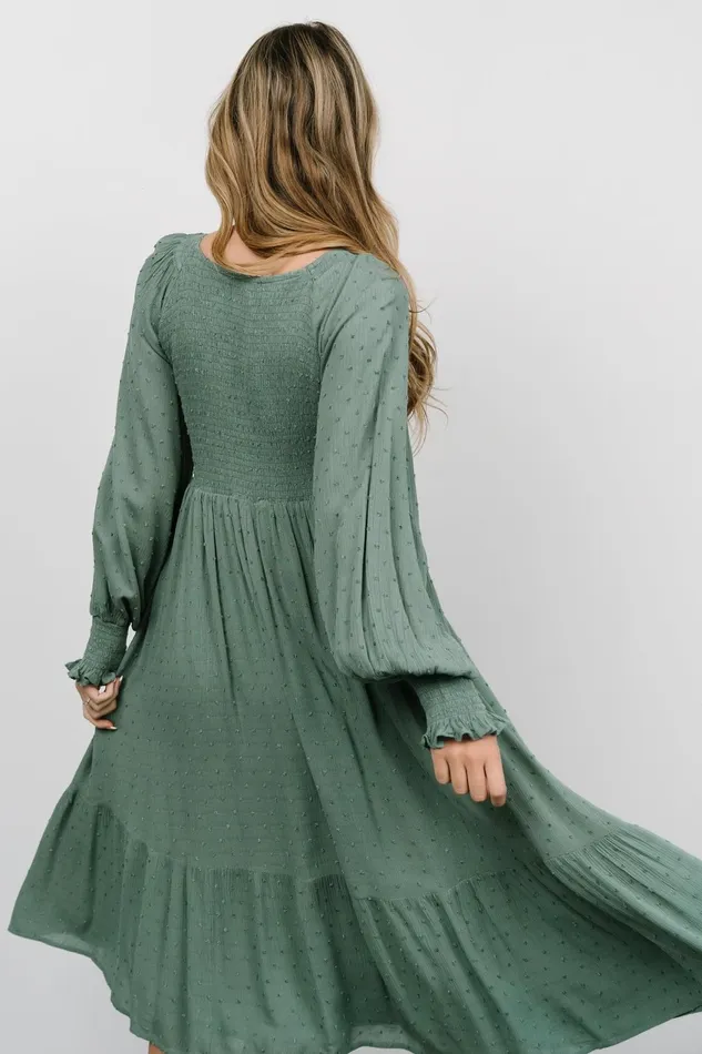 Women Mother Of The Bride Baltic Born Lainey Smocked Dotted Midi Dress Dark Sage Women Mother Of The Bride Baltic Born Lainey Smocked Dotted Midi Dress Dark Sage