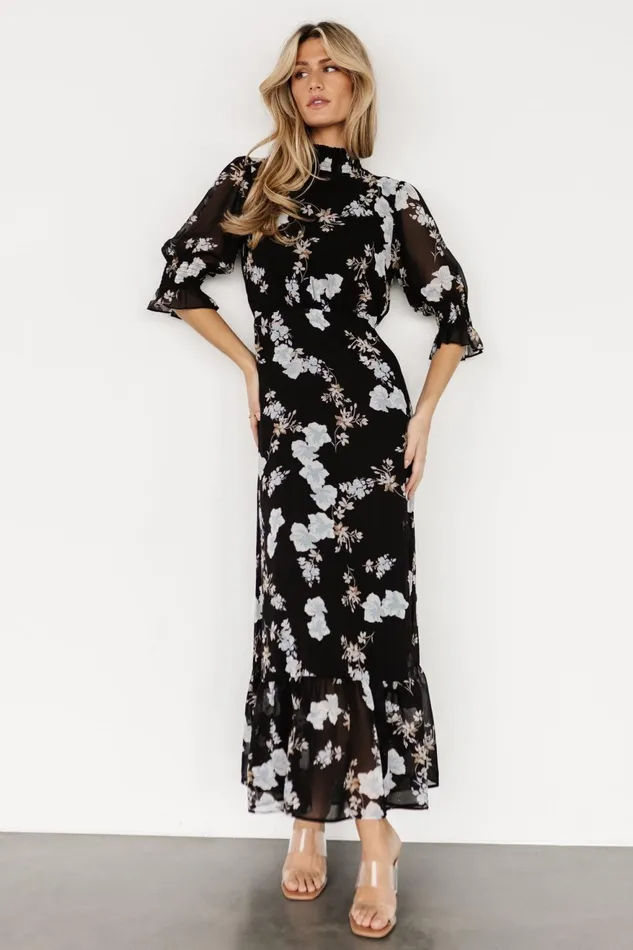Women Mother Of The Bride Baltic Born Marie Mock Neck Maxi Dress Black Floral Women Mother Of The Bride Baltic Born Marie Mock Neck Maxi Dress Black Floral